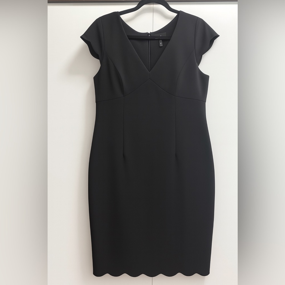 Adrianna Papell Black Scalloped Mini Dress - Picture 2 of 5